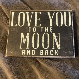 Love you to the moon and back wooded canvas decor